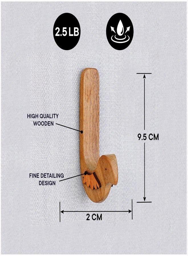 Indian-Shelf 3 Hook, 6 Strips Cute Bird Decorative Adhesive Wall Hooks for Hanging Unique No Damage Wood Wall Hooks - Image 3